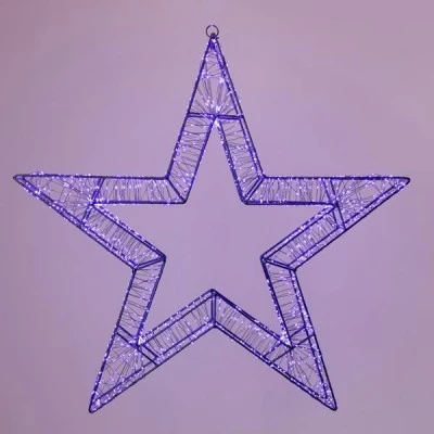 Φωτιζόμενο αστέρι 50cm με 1200 led λαμπάκια σε μωβ χρώμα, μαύρο μεταλλικό σκελετό, χρονοδιακόπτη και μετασχηματιστή 12V ip44