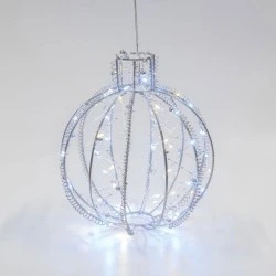 Μεταλλική μπάλα με 20 θέρμα και 20 λευκά led 500cm προέκταση παροχής 20x22cm ip44