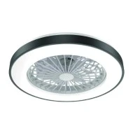 Aνεμιστήρας οροφής τηλεχειριζόμενος με LED 36W DIMMABLE & διάμετρο Φ50cm 22W DC με 7 διάφανα ABS πτερύγια μαύρος