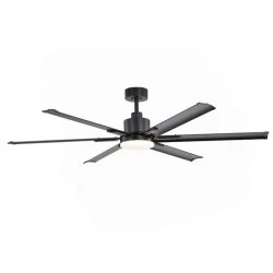 Ανεμιστήρας οροφής Φ165 μοτέρ DC45W dimmable 22W CCT με 6 μαύρα πτερύγια αλουμινίου & τηλεχειριστήριο