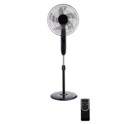 Ανεμιστήρας ορθοστάτης με μοτέρ AC 55W Φ45 με 5 διάφανα πτερύγια με χρονοδιακόπτη & 3 ταχύτητες μαύρο χρώμα