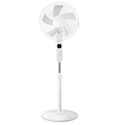 Ανεμιστήρας ορθοστάτης με μοτέρ AC 55W με Φ45 με 5 διάφανα πτερύγια με χρονοδιακόπτη & 3 ταχύτητες λευκό χρώμα
