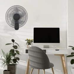 Ανεμιστήρας επίτοιχος με μοτέρ AC 50W Φ45 με 5 διάφανα πτερύγια  χρονοδιακόπτη & 3 ταχύτητες σε μαύρο χρώμα
