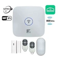 Ασύρματο σύστημα συναγερμού FINE-2G-W με ανιχνευτή κίνησης αισθητήρα πόρτας κεντρική μονάδα & 2 τηλεχειριστήρια σε λευκό χρώμα