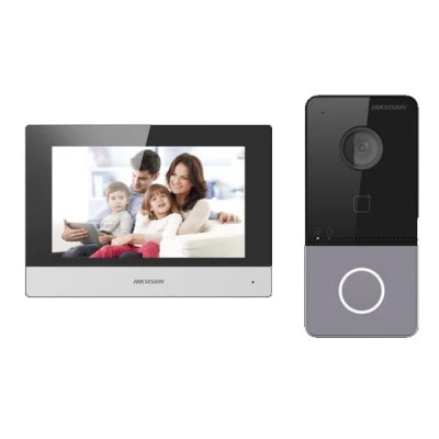 KIT θυροτηλεόρασης IP Hikvision DS-KIS603-P για μονοκατοικίες με ένα μπουτόν κλήσης 