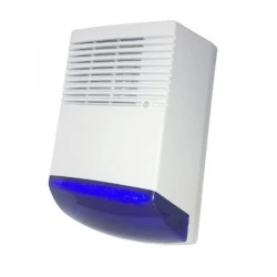 Αυτοδύναμη σειρήνα εξωτερικού χώρου 120dB FS-359-F6A BLUE με πορτοκαλί ή μπλε φάρο με 120 αναλαμπές ανά λεπτό IP55