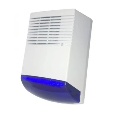 Αυτοδύναμη σειρήνα εξωτερικού χώρου 120dB FS-359-F6A BLUE με πορτοκαλί ή μπλε φάρο με 120 αναλαμπές ανά λεπτό IP55