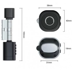 Bluetooth έξυπνος κύλινδρος με ψηφιακό πληκτρολόγιο και δαχτυλικό αποτύπωμα LILIWISE C1 V.A 65 σε μαύρο χρώμα για πόρτες πάχους 70~90mm