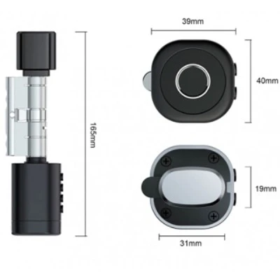 Bluetooth έξυπνος κύλινδρος με ψηφιακό πληκτρολόγιο και δαχτυλικό αποτύπωμα LILIWISE C1 V.A 65 σε μαύρο χρώμα για πόρτες πάχους 70~90mm