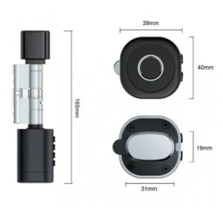 Bluetooth έξυπνος κύλινδρος με ψηφιακό πληκτρολόγιο και δαχτυλικό αποτύπωμα LILIWISE C1 V.A 65 σε ασημί χρώμα για πόρτες πάχους 70~90mm