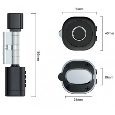 Bluetooth έξυπνος κύλινδρος με ψηφιακό πληκτρολόγιο και δαχτυλικό αποτύπωμα LILIWISE C1 V.A 95 σε ασημί χρώμα 