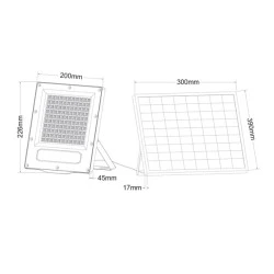 Ηλιακός προβολέας 180W SOLAR SMD LED FLOOD LIGHT με φωτοβολταϊκό πάνελ & χειριστήριο 4000K ενδιάμεσο φως IP66 90° Ra80 