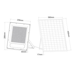 Ηλιακός προβολέας 300W SOLAR SMD LED FLOOD LIGHT με φωτοβολταϊκό πάνελ & χειριστήριο 4000K ενδιάμεσο φως IP66 90° Ra80