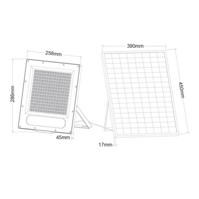 Ηλιακός προβολέας 300W SOLAR SMD LED FLOOD LIGHT με φωτοβολταϊκό πάνελ & χειριστήριο 4000K ενδιάμεσο φως IP66 90° Ra80
