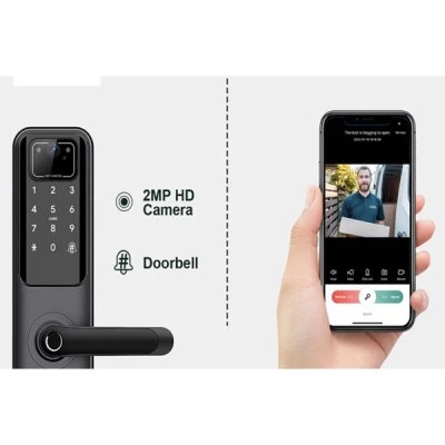 Bluetooth έξυπνος κύλινδρος με ψηφιακό πληκτρολόγιο και δαχτυλικό αποτύπωμα LILIWISE C1 V.A 95 σε ασημί χρώμα 