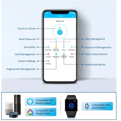 Ultra Slim Bluetooth κλειδαριά με ψηφιακό πληκτρολόγιο LILIWISE S31A-S σε ασημί χρώμα