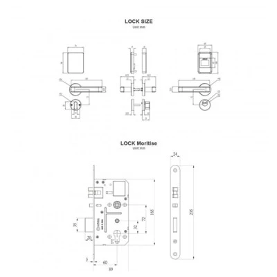 Κλειδαριά RFID τεχνολογίας Mifare με μηχανισμό ANSI Standard με λειτουργία Anti - Panic ORBITA S4432G BLACK σε μαύρο χρώμα