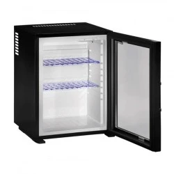 Θερμοηλεκτρικό Mini Bar με γυάλινη πόρτα χωρητικότητας 30lt σε μαύρο χρώμα με αθόρυβη λειτουργία