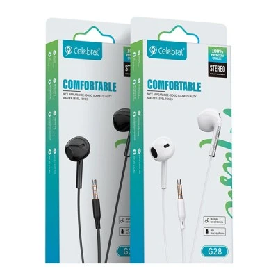 Εarphones CELEBRAT με μικρόφωνο G28 3.5mm σύνδεση, Φ10mm & μήκος καλωδίου 1.2m μαύρα Εarphones CELEBRAT με μικρόφωνο G28 3.5mm σύνδεση, Φ10mm & μήκος καλωδίου 1.2m μαύρα