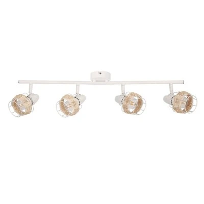 Φωτιστικό οροφής 4ΧΕ14 9x70x16cm μεταλλικό με λευκές και λεπτομέρειες Rattan