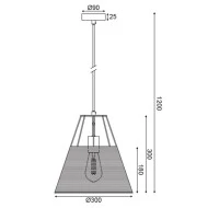 Διακοσμητικό κρεμαστό φωτιστικό 1ΧΕ27 D30xh120cm μεταλλικό με rattan σε λευκό και natural απόχρωση