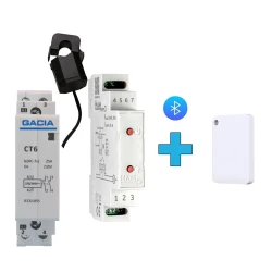 Bluetooth καρτοδιακόπτης HAM με διακόπτη ράγας Wi-Fi DinSwitchM, BLE Tag, μέτρηση κατανάλωσης έως 80A και ρελέ ισχύος 2x63A GACIA