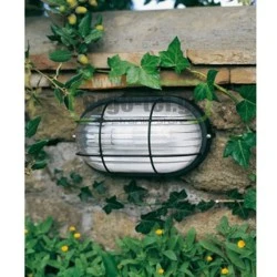 Φωτιστικό καραβοχελώνα μαύρη 272mm με πλέγμα & γυαλί ματ για λάμπες Ε27 στεγανή IP45