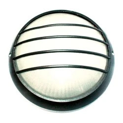 Φωτιστικό πλαφονιέρα μαύρο Ø258mm με πλέγμα & πρισματικό γυαλί για λάμπες Ε27 ΙΡ45