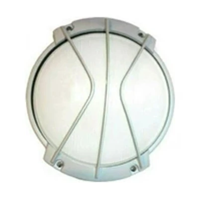Φωτιστικό πλαφονιέρα γκρί Ø282mm με πλέγμα & πρισματικό γυαλί για λάμπες Ε27 στεγανό IP45
