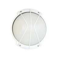 Φωτιστικό πλαφονιέρα λευκό Ø282mm με πλέγμα & πρισματικό γυαλί για λάμπες Ε27 στεγανό IP45 Φωτιστικό πλαφονιέρα λευκό Ø282mm με πλέγμα & πρισματικό γυαλί για λάμπες Ε27 στεγανό IP45