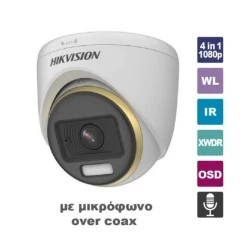 Kάμερα αναλογική mini Dome Hikvision DS-2CE70DF3T-LMFS(2.8MM) 1080p εξωτερικού χώρου με ενσωματωμένο μικρόφωνο IP67