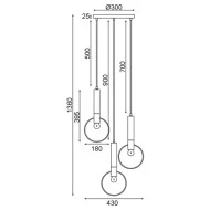 Κρεμαστό φωτιστικό 3ΧΕ27 D44xh136cm μεταλλικό μαύρο με ορειχάλκινες λεπτομέρειες