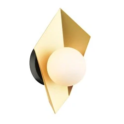 Επίτοιχο φωτιστικό POLYGON χρυσό/μαύρο 1xG9 16x14x28cm μεταλλικό και γυάλινο