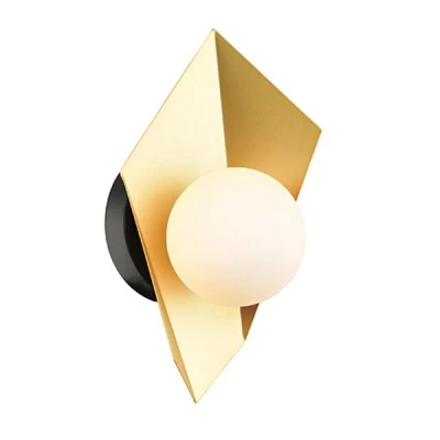 Επίτοιχο φωτιστικό POLYGON χρυσό/μαύρο 1xG9 16x14x28cm μεταλλικό και γυάλινο