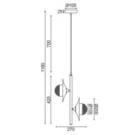 Κρεμαστό φωτιστικό 2ΧG9 27x20xh118cm χάλκινο/μαύρο με μεταλλικές και γυάλινες λεπτομέρειες
