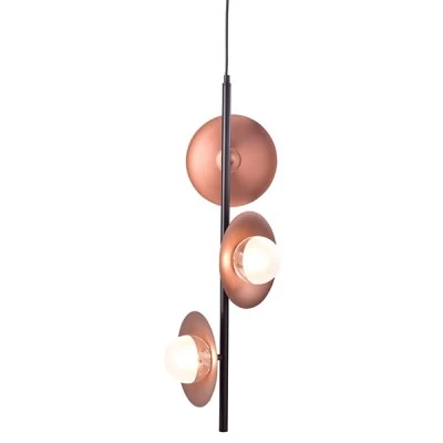 Φωτιστικό οροφής κρεμαστό 3ΧG9 27x27xh149cm μεταλλικό και γυάλινο μαύρο με χάλκινες λεπτομέρειες