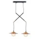 Φωτιστικό οροφής κρεμαστό 2ΧG9 47X20xh128cm από μέταλλο και γυαλί μαύρο με ορειχάλκινες λεπτομέρειες