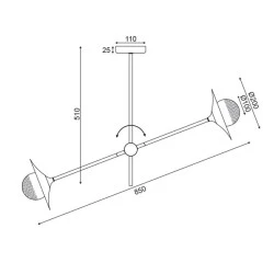 Φωτιστικό οροφής LAYLA 2xG9 85x20xh51cm ορειχάλκινο/μαύρο μεταλλικό και γυαλί