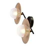 Επίτοιχο φωτιστικό 2ΧG9 20x47x18cm μεταλλικό με γυαλί σε μαύρο χρώμα με ορειχάλκινες λεπτομέρειες