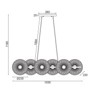 Φωτιστικό οροφής κρεμαστό 6ΧΕ27 103x35xh119cm μαύρο μεταλλικό