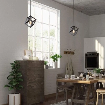 Φωτιστικό κρεμαστόPOWERTECH HLL-0011 μαύρο μεταλλικό με προσεγμένο φινίρισμα & ντουί E27