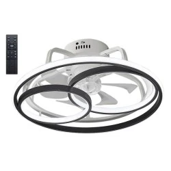 Ανεμιστήρας οροφής POWERTECH HLL-0108 με LED 3000K - 6500K φως 50W & διάσταση Φ50x21cm σε μαύρο χρώμα