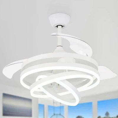 Ανεμιστήρας οροφής POWERTECH  HLL-0112 με LED φως με απόδοση 72W & διάσταση Φ106x50cm σε λευκό χρώμα