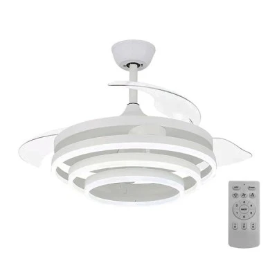 Ανεμιστήρας οροφής POWERTECH  HLL-0112 με LED φως με απόδοση 72W & διάσταση Φ106x50cm σε λευκό χρώμα