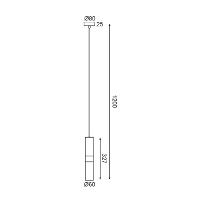 Κρεμαστό φωτιστικό 1XGU10 D8xh120cm μαύρο μεταλλικό