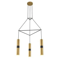 Κρεμαστό φωτιστικό 3XGU10 56x49xh150cm μεταλλικό στο χρώμα του ορείχαλκου