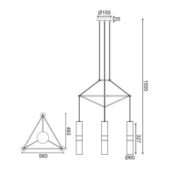Κρεμαστό φωτιστικό 3XGU10 56x49xh150cm λευκό μεταλλικό