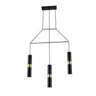 Κρεμαστό φωτιστικό 3XGU10 66x8xh150cm μαύρο μεταλλικό με ορειχάλκινες λεπτομέρειες