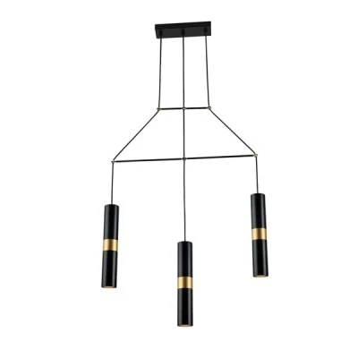 Κρεμαστό φωτιστικό 3XGU10 66x8xh150cm μαύρο μεταλλικό με ορειχάλκινες λεπτομέρειες Κρεμαστό φωτιστικό 3XGU10 66x8xh150cm μαύρο μεταλλικό με ορειχάλκινες λεπτομέρειες