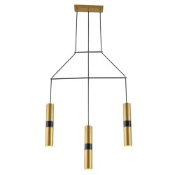 Κρεμαστό φωτιστικό 3XGU10 66x8xh150cm μεταλλικό ορειχάλκινο